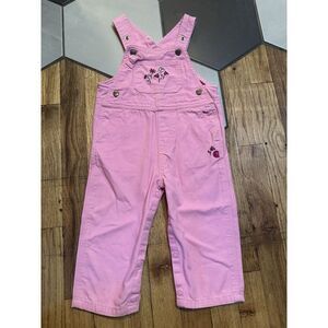 CARHARTT Baby Girl Sz 18 Mo Pink Canvas Overall Bib Denim Jean Cotton Floral Now